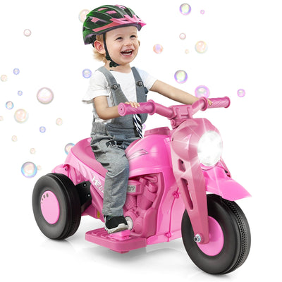 6V Kids Electric Ride on Motorcycle with Bubble Maker and Music-Pink