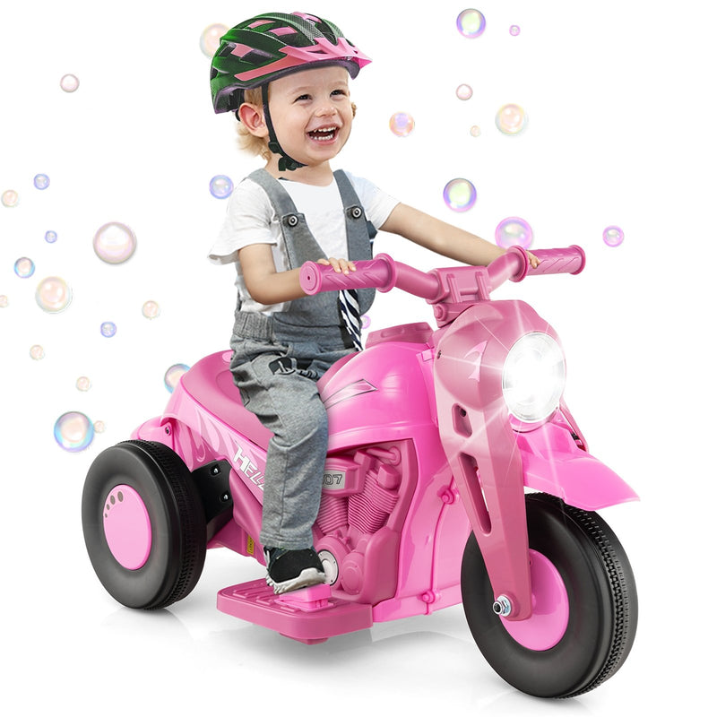 6V Kids Electric Ride on Motorcycle with Bubble Maker and Music-Pink