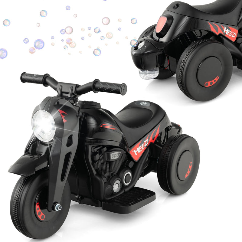 6V Kids Electric Ride on Motorcycle with Bubble Maker and Music-Black