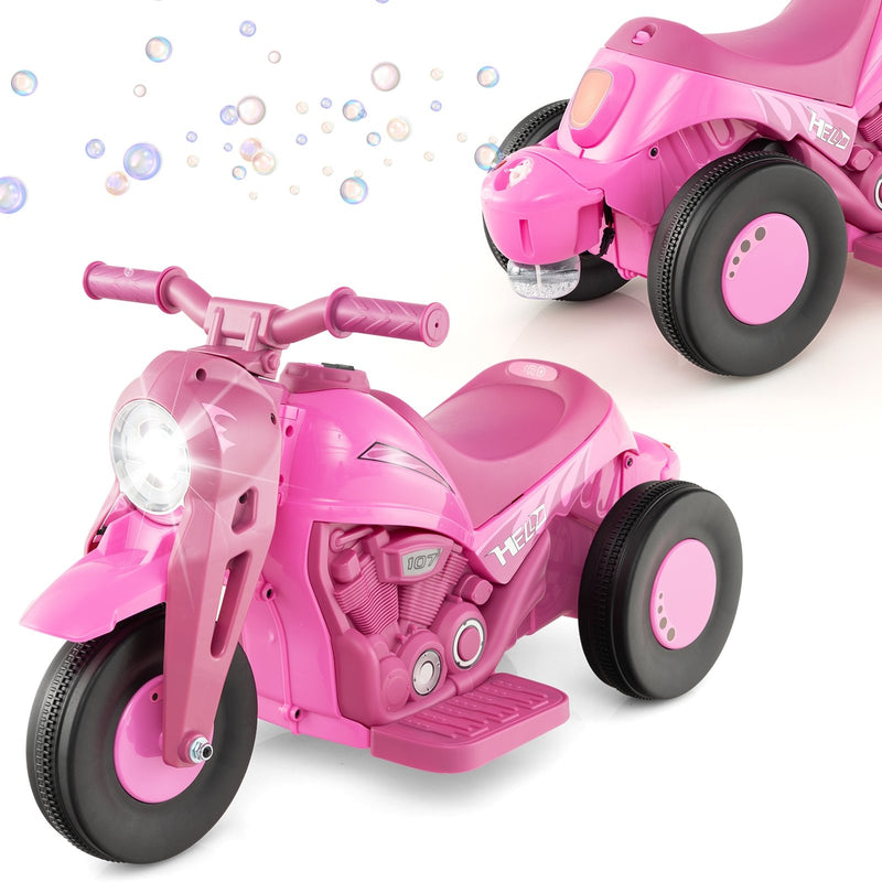 6V Kids Electric Ride on Motorcycle with Bubble Maker and Music-Pink