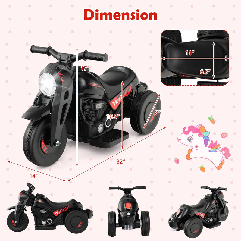 6V Kids Electric Ride on Motorcycle with Bubble Maker and Music-Black