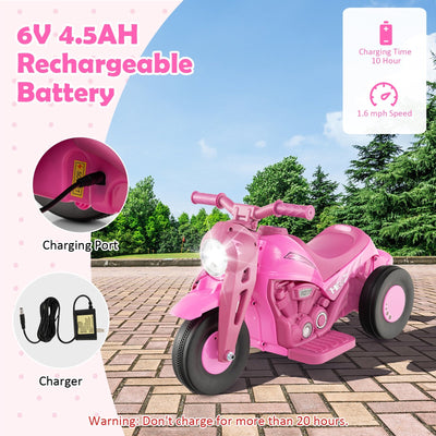 6V Kids Electric Ride on Motorcycle with Bubble Maker and Music-Pink