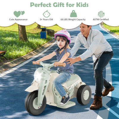 6V Kids Electric Ride on Motorcycle with Bubble Maker and Music-Beige