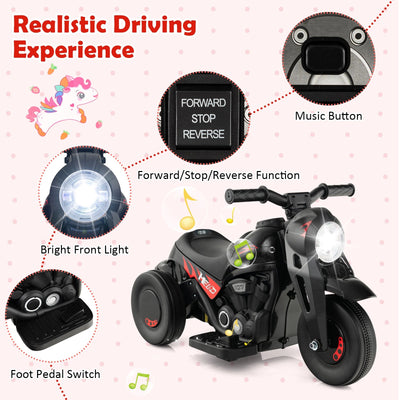 6V Kids Electric Ride on Motorcycle with Bubble Maker and Music-Black