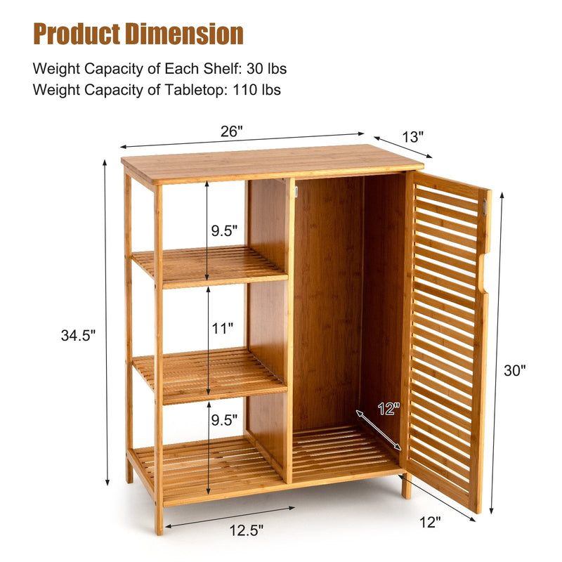 Bamboo Bathroom Storage Cabinet with Single Door-Natural