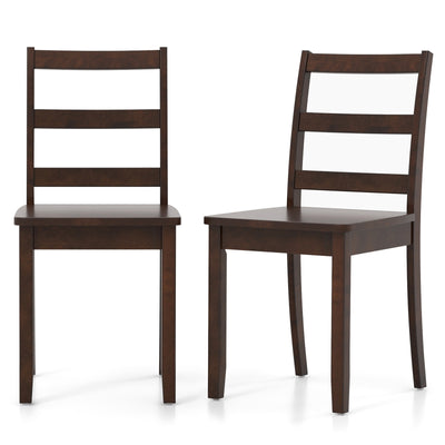 Set of 2 Wood Dining Chairs with Solid Rubber Wood Legs-Brown