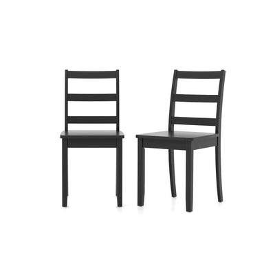 Set of 2 Wood Dining Chairs with Solid Rubber Wood Legs-Black