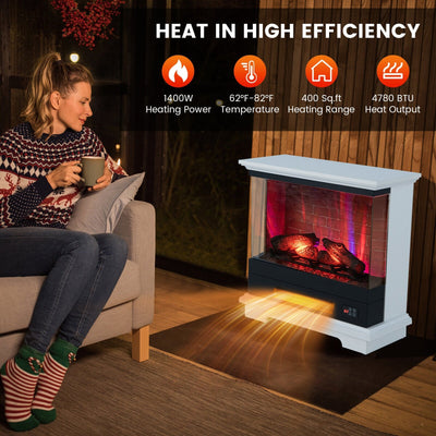 27 Inch Freestanding Fireplace with Remote Control-White