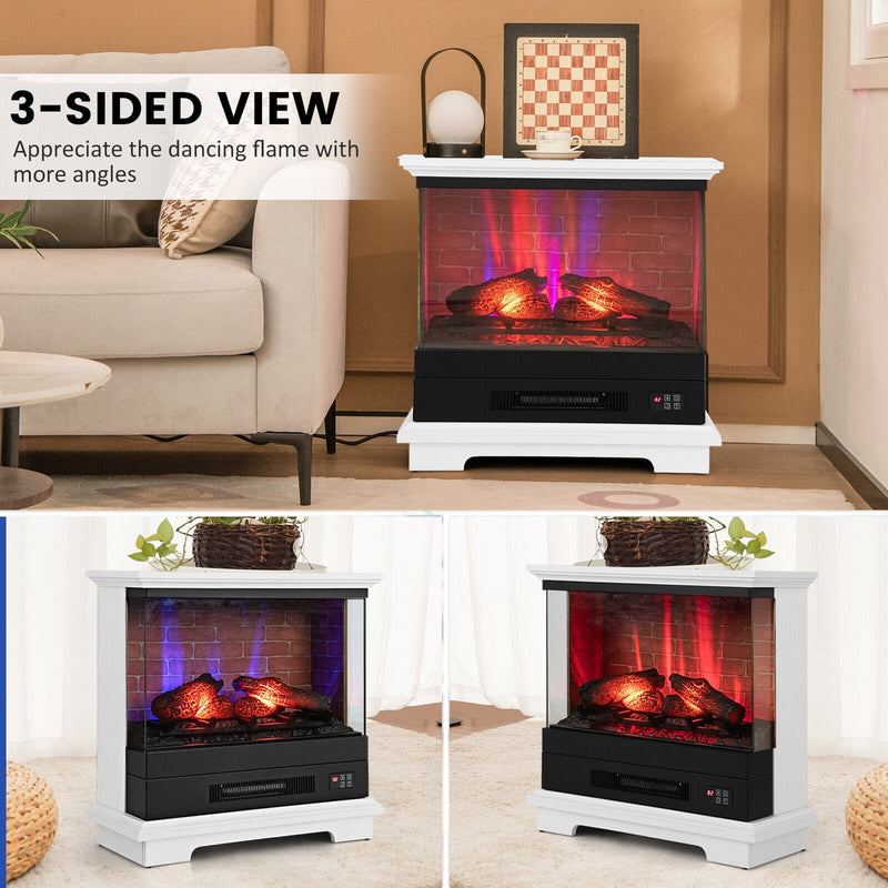 27 Inch Freestanding Fireplace with Remote Control-White