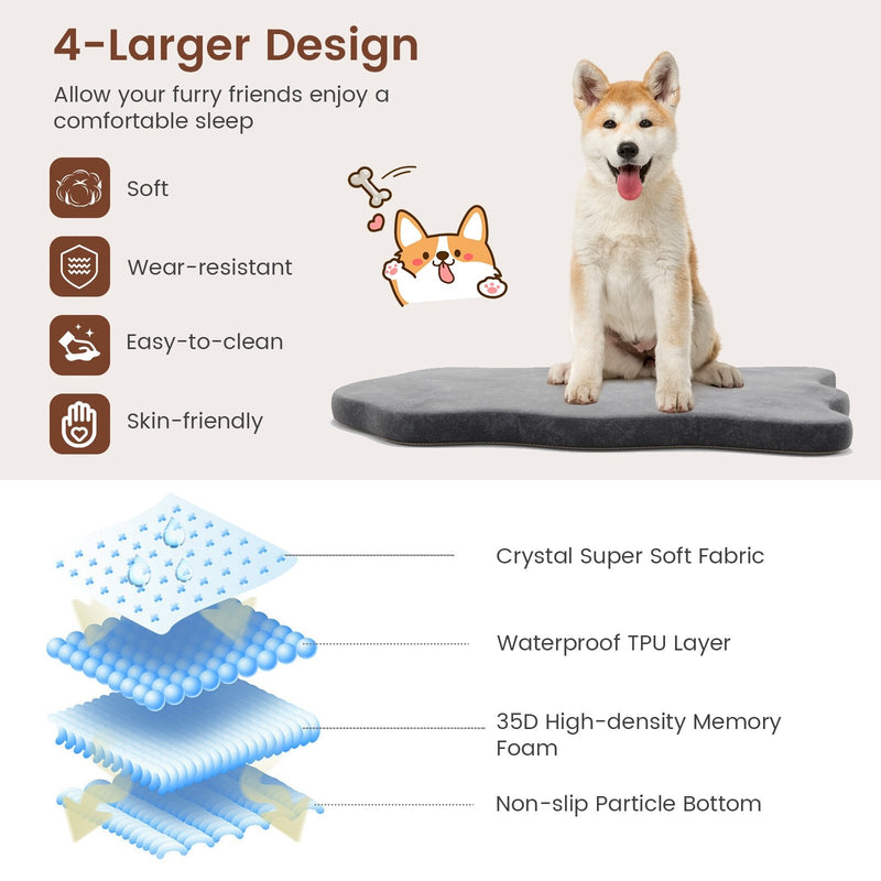 Orthopedic Dog Bed with Memory Foam Support for Large Dogs-Gray