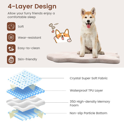 Orthopedic Dog Bed with Memory Foam Support for Large Dogs-Beige