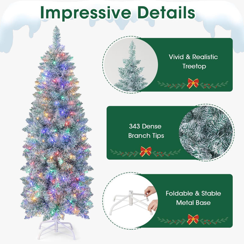 5 FT Pre-lit Artificial Christmas Tree with 343 Branch Tips and Multi-color LED Lights-5 ft