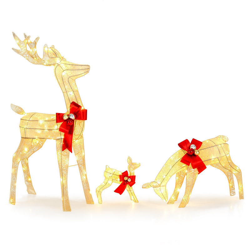 3 Pieces Lighted Reindeer Family Set with 230 LED Lights Stakes