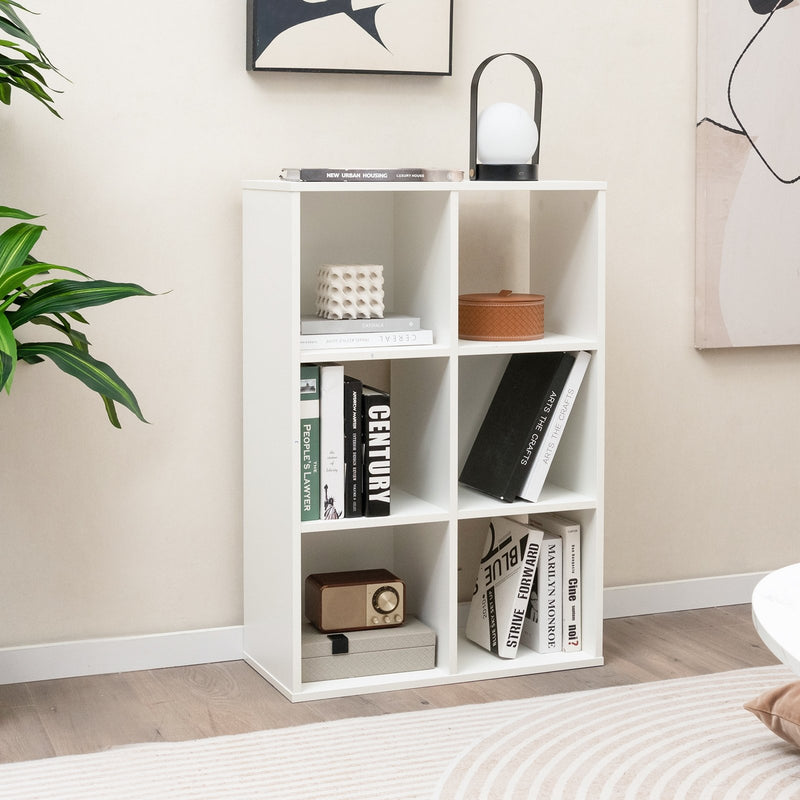 6-Cube Bookshelf 4-Tier Floor Display Shelf-White