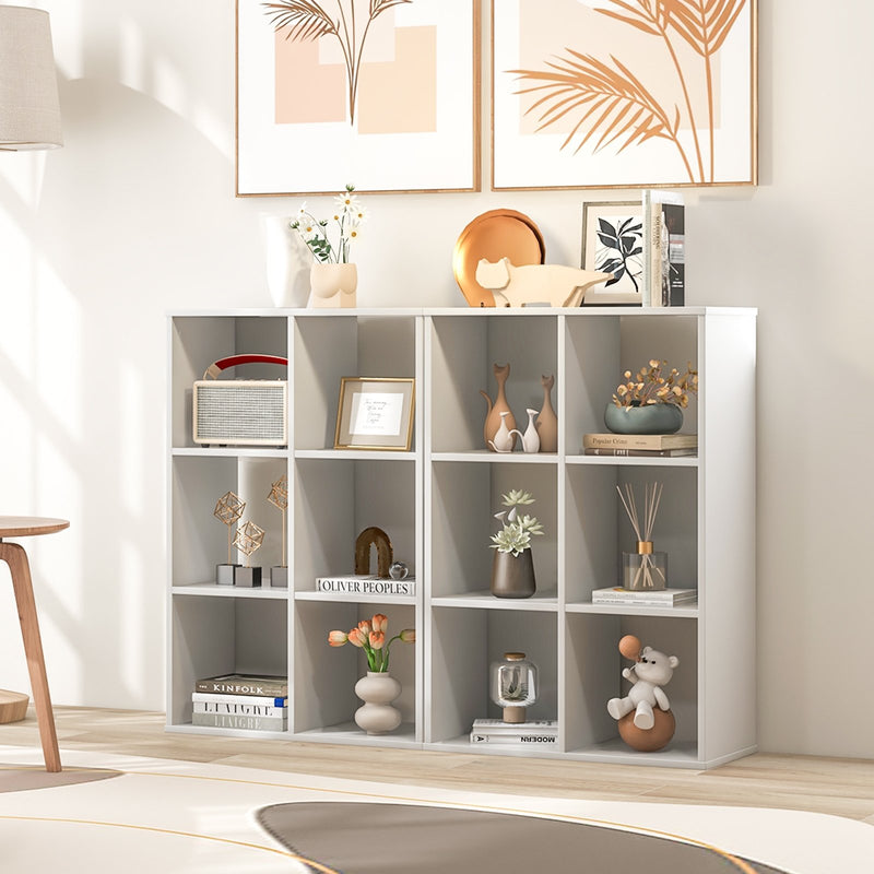 6-Cube Bookshelf 4-Tier Floor Display Shelf-White