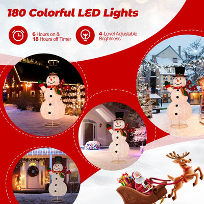 6 Feet Lighted Christmas Snowman with 180 Colorful LED Lights