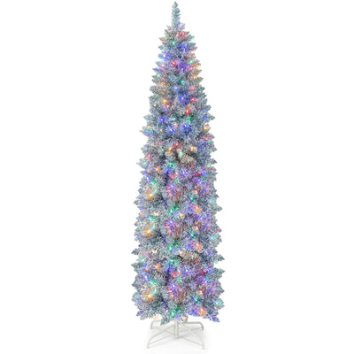 5 FT/7 FT Pre-lit Artificial Christmas Tree with 343 Branch Tips and Multi-color LED Lights-7 ft