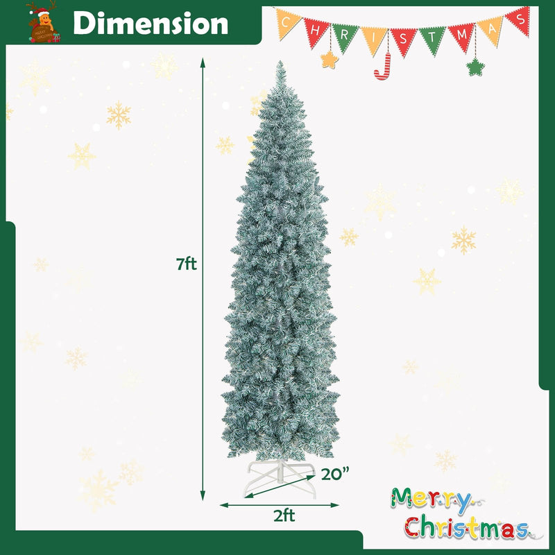 5 FT/7 FT Pre-lit Artificial Christmas Tree with 343 Branch Tips and Multi-color LED Lights-7 ft