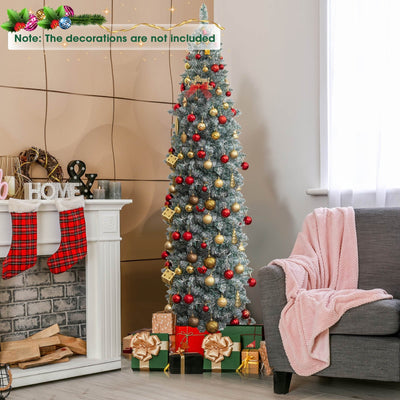 5 FT/7 FT Pre-lit Artificial Christmas Tree with 343 Branch Tips and Multi-color LED Lights-7 ft