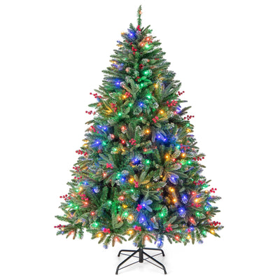 6/7 FT Pre-Lit Artificial Christmas Tree with Multi-Color LED Lights-6 ft