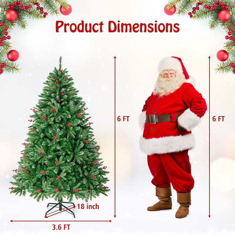 6/7 FT Pre-Lit Artificial Christmas Tree with Multi-Color LED Lights-6 ft