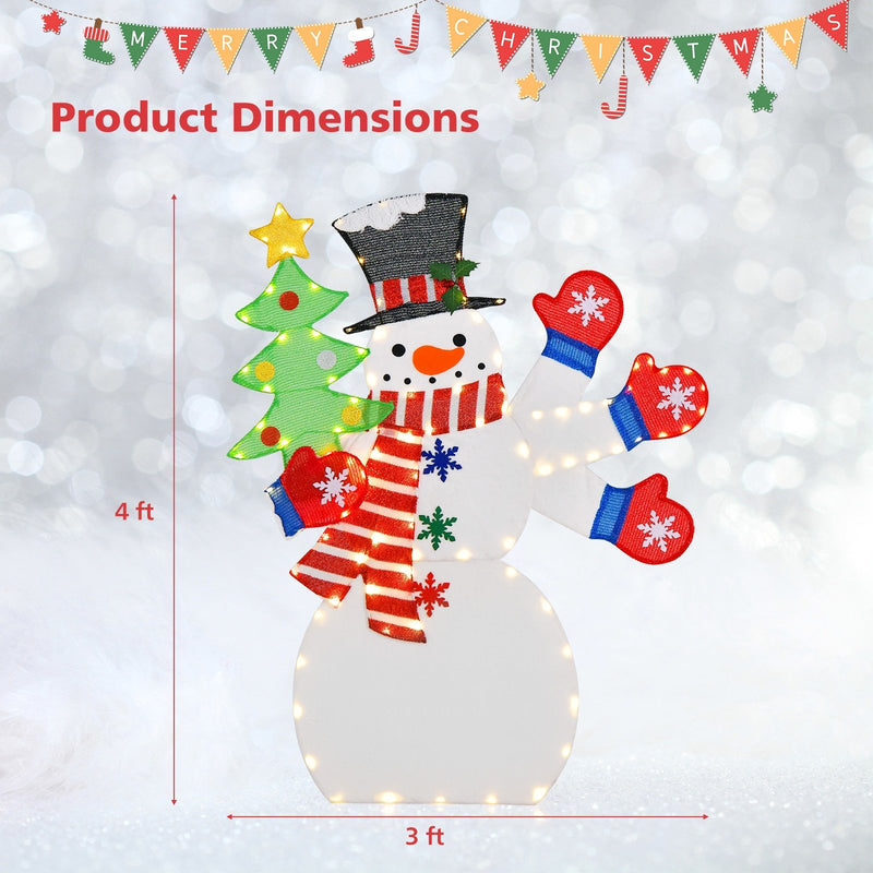 4FT Christmas Snowman Decoration with Waving Hand and 140 LED Lights