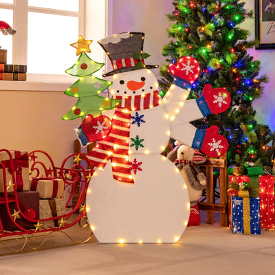 4FT Christmas Snowman Decoration with Waving Hand and 140 LED Lights