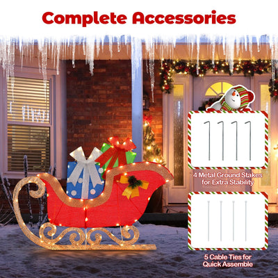 4 FT Long Christmas Sleigh Decoration with 94 Pre-lit Warm Bright LED Lights