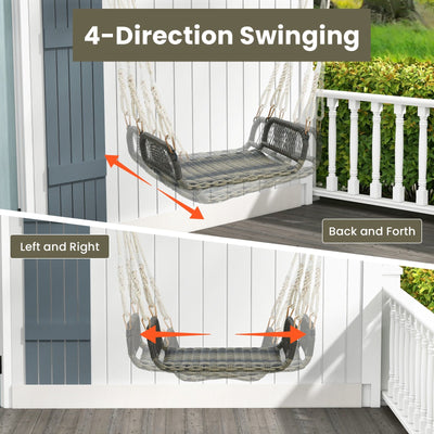 Wicker Porch Swing Seat with Cozy Armrests