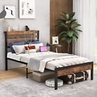 Full/Queen Size Bed Frame with Charging Station and Storage Headboard-Twin Size