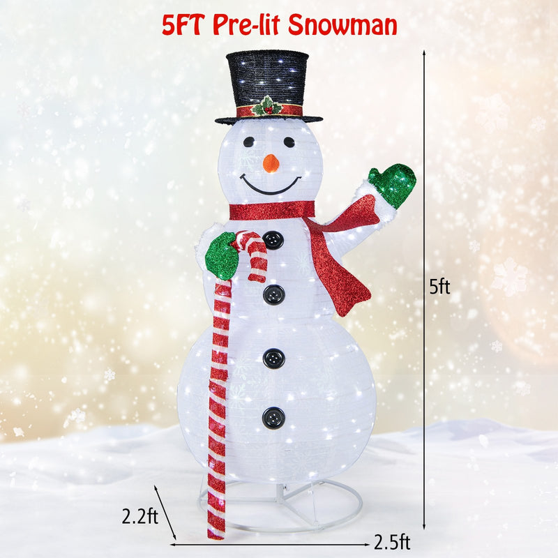 5 Feet Pop-up Christmas Snowman with 180 LED Lights