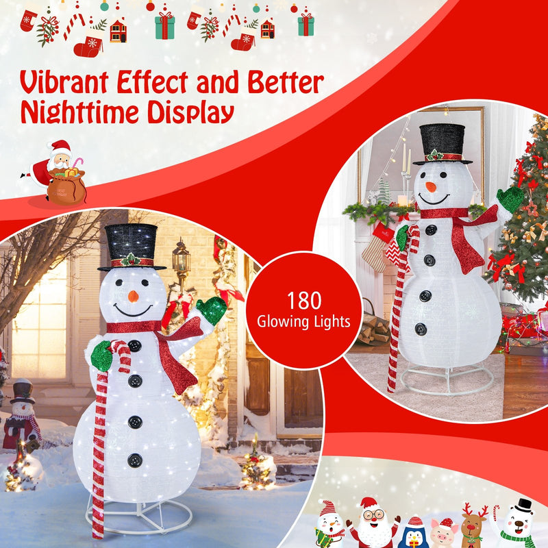 5 Feet Pop-up Christmas Snowman with 180 LED Lights