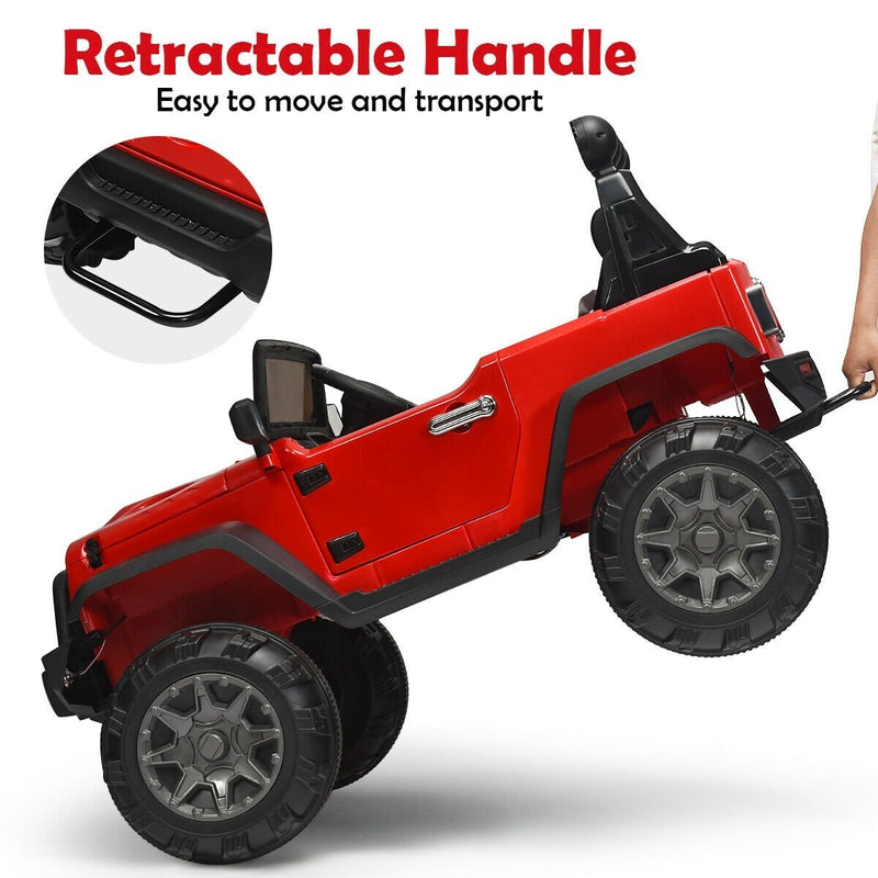 12V Kids Ride On Truck with Remote Control and Double Magnetic Door-Red