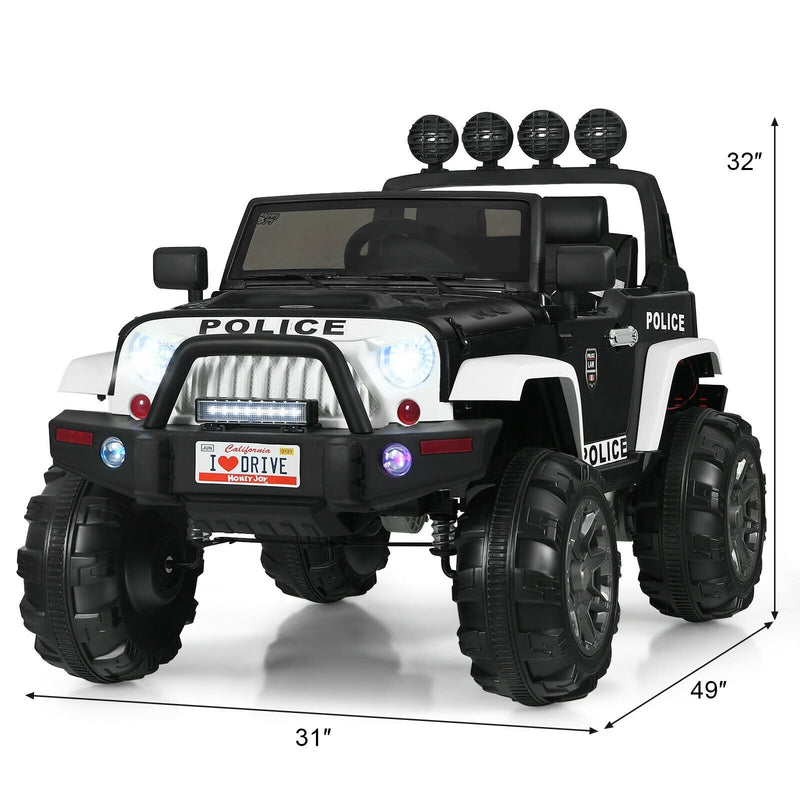 12V Kids Ride On Truck with Remote Control and Double Magnetic Door-Black & White