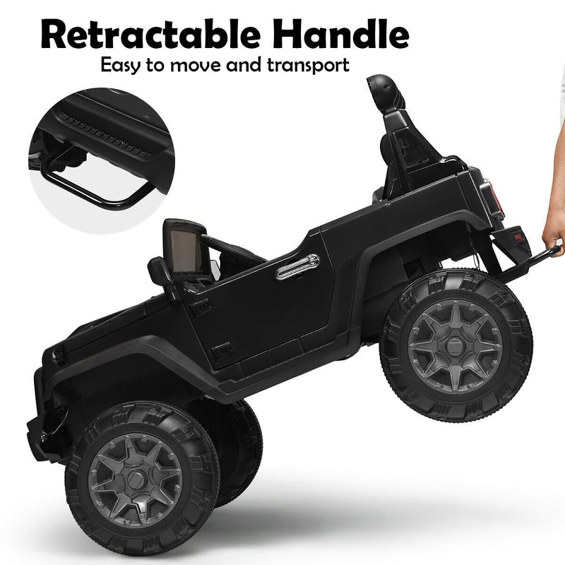 12V Kids Ride On Truck with Remote Control and Double Magnetic Door-Black