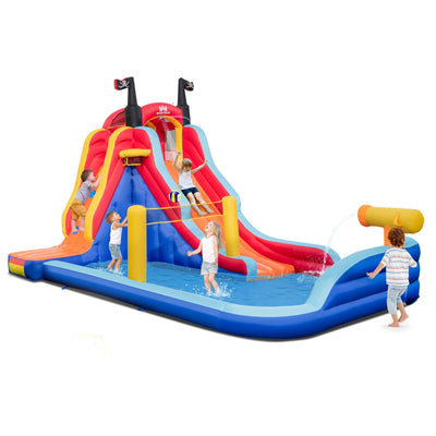 5-in-1 Inflatable Bounce House with 2 Water Slides and Large Splash Pool Without Blower