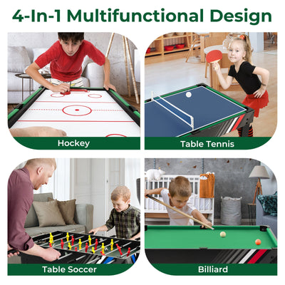 4-in-1 Multi Game Table with Pool Billiards