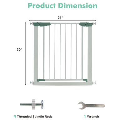 30-32.5 Inch Wide Safety Gate with 30 Inch Scientific Height for Baby and Pet-White