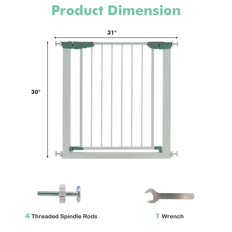 30-32.5 Inch Wide Safety Gate with 30 Inch Scientific Height for Baby and Pet-White