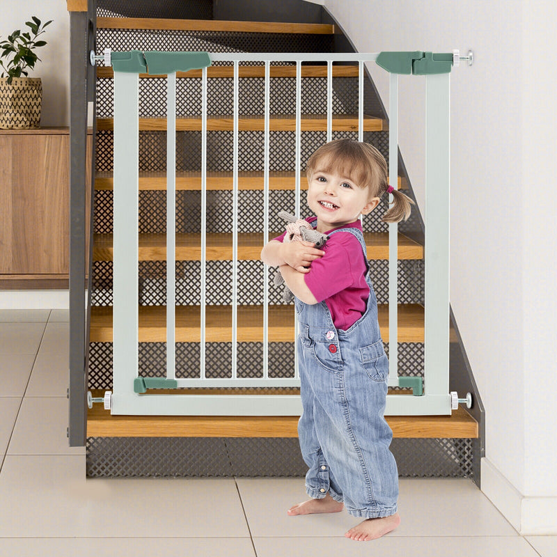 30-32.5 Inch Wide Safety Gate with 30 Inch Scientific Height for Baby and Pet-White