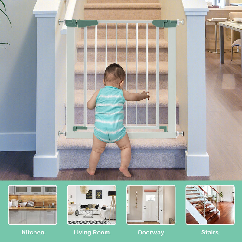 30-32.5 Inch Wide Safety Gate with 30 Inch Scientific Height for Baby and Pet-White