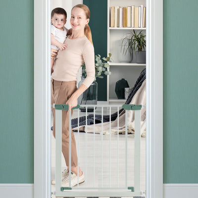 30-32.5 Inch Wide Safety Gate with 30 Inch Scientific Height for Baby and Pet-White