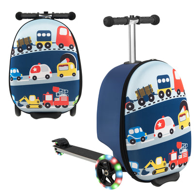 Hardshell Ride-on Suitcase Scooter with LED Flashing Wheels-Blue