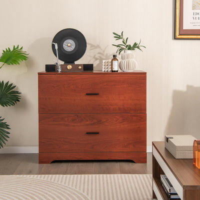 2-Drawer Lateral File Cabinet with Adjustable Bars for Home and Office-Walnut