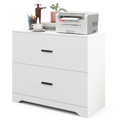 2-Drawer Lateral File Cabinet with Adjustable Bars for Home and Office-White