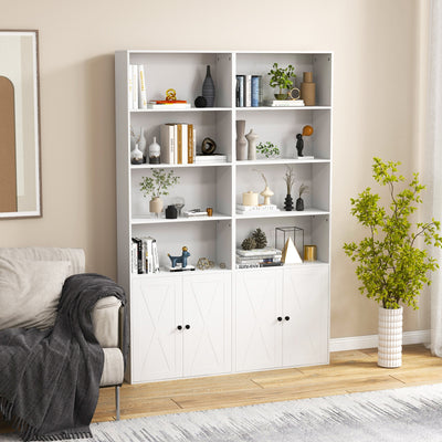 71 Inch Freestanding Bookshelf with 6 Shelves and 2-Door Cabinet-White