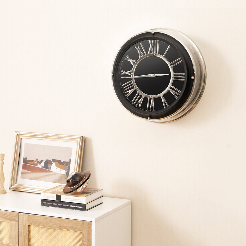 13.5/17.5 Inch Silent Wall Clock with Silver Frame-L