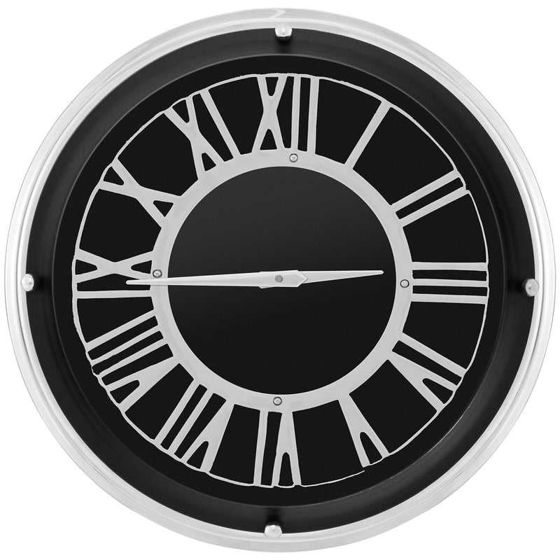 13.5/17.5 Inch Silent Wall Clock with Silver Frame-L