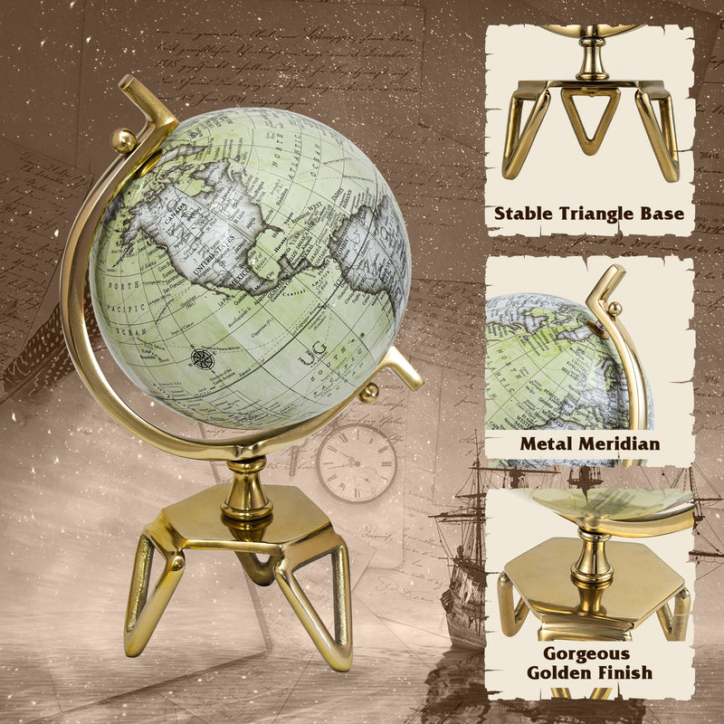 Educational Geographic 5/8/10 Inch World Globe with Triangle Metal Stand-8 inches