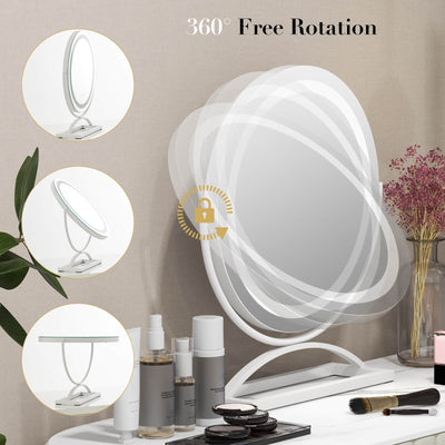 16 Inch Round Makeup Vanity Mirror with 3 Color Dimmable LED Lighting-White